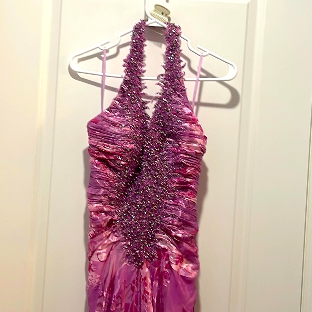 Prom/Wedding Tuxedo Style Maxi Dress for Ladies ( purple)